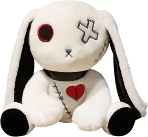 JOSON Crazy Bunny Plush Toy, Halloween Scary Bunny Stuffed Animal Pillow, Easter Halloween Birthday Gift for Boys and Girls (12 inch, White)