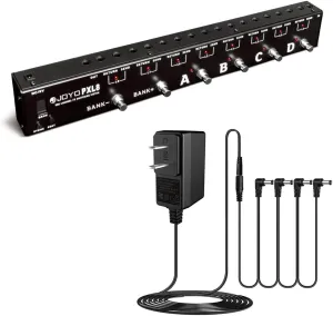 JOYO 8 FX Loop Programmable Pedal Switcher PXL8 Bundle with DC 9V Power Supply (800mA -1A) Adapter