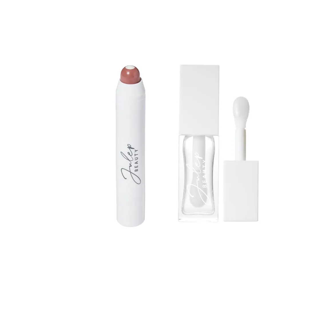 Julep So Plush Glossy Lip Oil   It’s Balm Lip Crayon Duo | Hydrating Lip Care with Nourishing Oils & Buttery Smooth Color | Clear Glossy Shine & Long-Lasting Mauve Tint | Vegan & Cruelty-Free