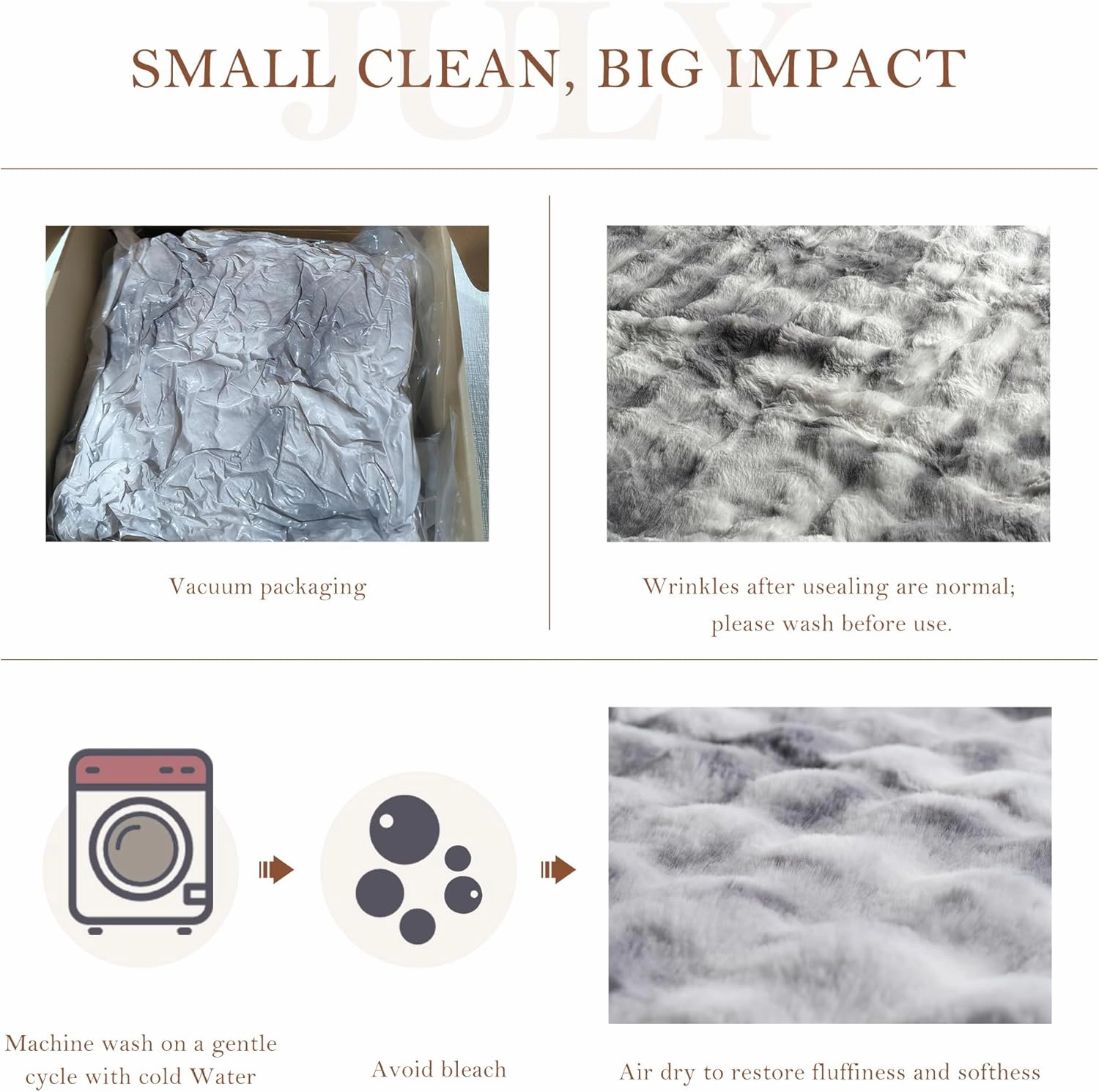 July Soft Bubble Fleece Throw Blanket for Couch, Faux Fur Blanket for Bed, Reversible Cozy Plush Blanket for Sofa, Mother's Day Cozy Gifts, Machine Washable, 50" x 60", Dark Gray, SC-DG5060