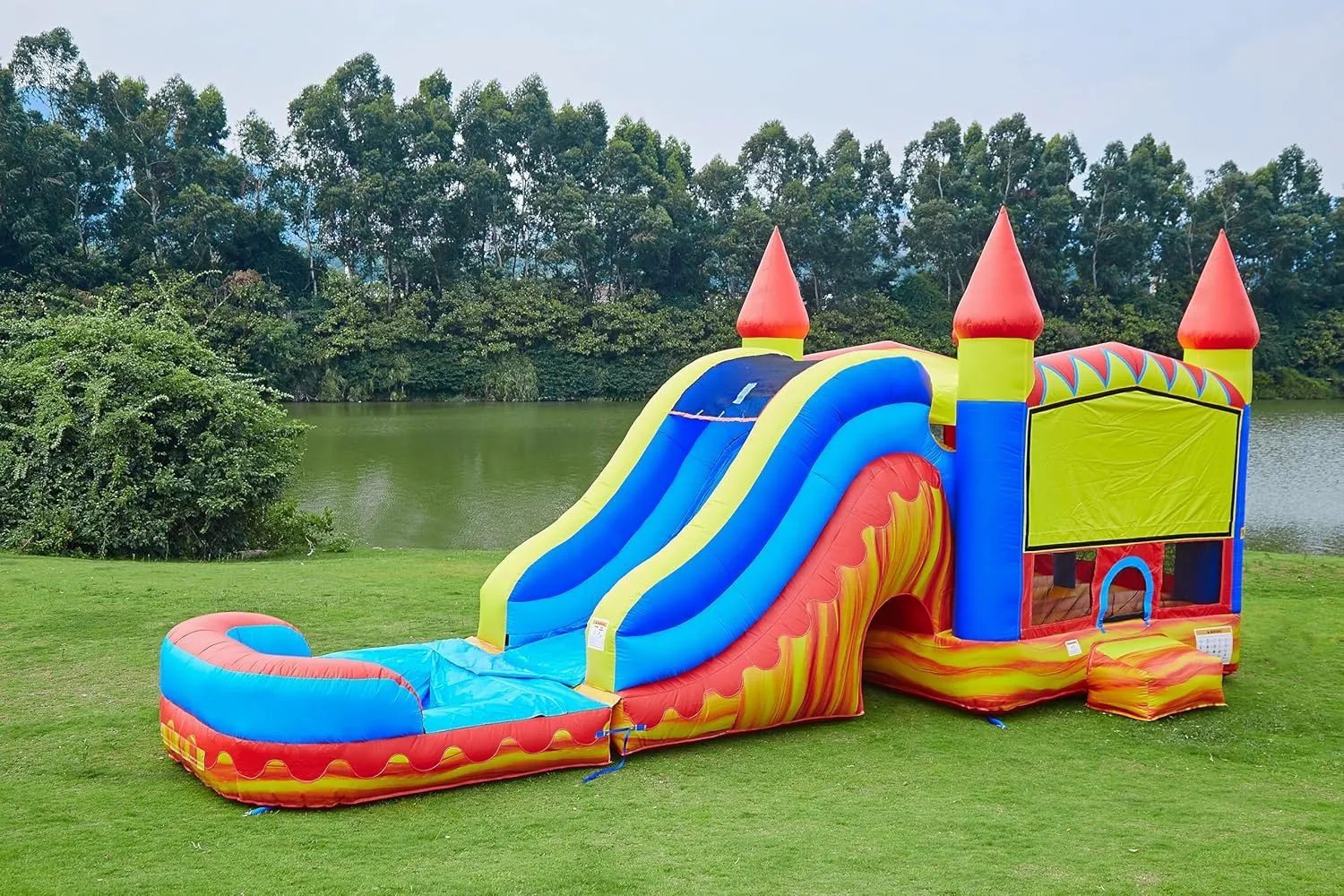 JumpOrange Commercial Grade Inflatable Turbo Blaze Titan Bounce House with Slide Combo and Blower, Party Combo Moonwalk, 100% PVC VINYL