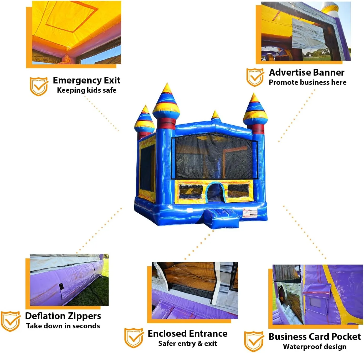 JumpOrange Melting Artic Commercial Grade Bounce House 13x13 for Kids and Adults (with Blower), Basketball Hoop, Outdoor Indoor, Bouncer Jumper, Birthday Party, Rental Grade, Big Inflatable
