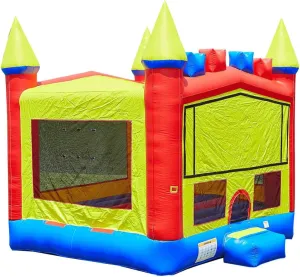 JumpOrange Rainbow Commercial Grade Bounce House for Kids and Adults 13x13 (with Blower), Basketball Hoop, Outdoor Indoor, Big Inflatable, Birthday Party, Rental Quality