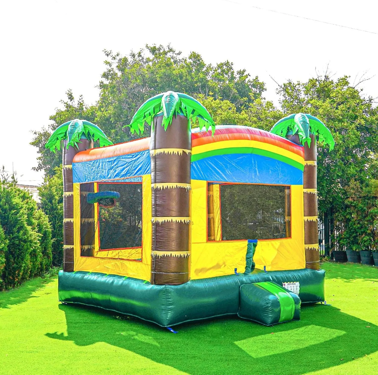 JumpOrange Safari Bounce House Inflatable for Kids and Adults (with Blower), Commercial Grade, Basketball Hoop, Birthday Party, Rental Quality, Backyard Home, Outdoor Indoor Use, Moonwalk Bouncy House