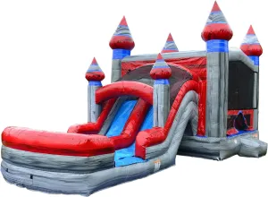 JumpOrange Titanium Commercial Grade Bounce House Water Slide Combo with Pool for Kids and Adults (with Blower), Basketball Hoop, Wet Dry Use, Outdoor Indoor, Birthday Party, Rental Quality