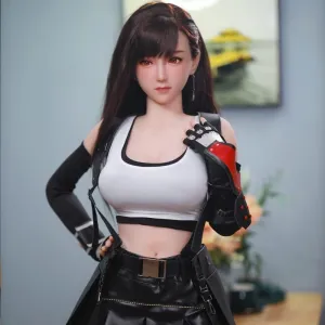 JUNYING Timei 1:1 Female Seamless FF7 Tifa Action Figures Full Silicone Material, Jydoll 163cm Flexible Female Figure Dolls for Cosplay/Photography/Arts (Hair Transplant)