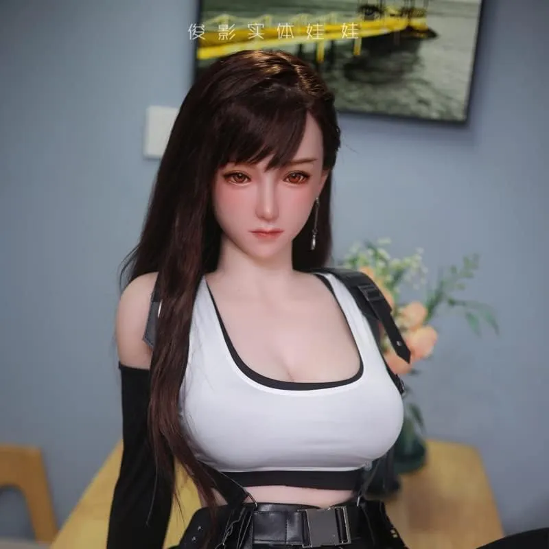 JUNYING Timei 1:1 Female Seamless FF7 Tifa Action Figures Full Silicone Material, Jydoll 163cm Flexible Female Figure Dolls for Cosplay/Photography/Arts (Hair Transplant)