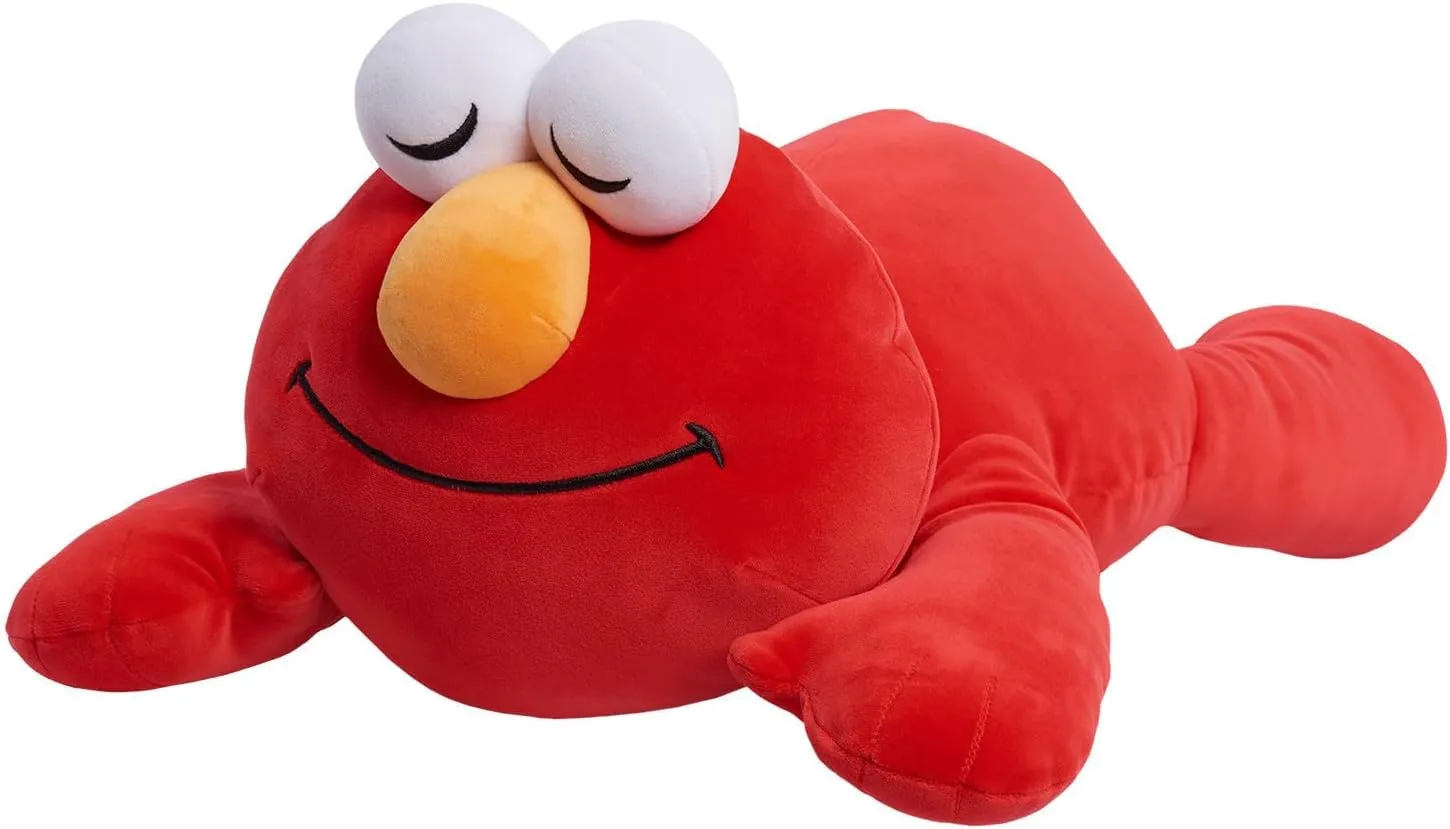 Just Play Sesame Street Sleepy Friends 22-inch Elmo Soft and Squishy Plush with Embroidered Details, Red Monster, Kids Toys for Ages 0