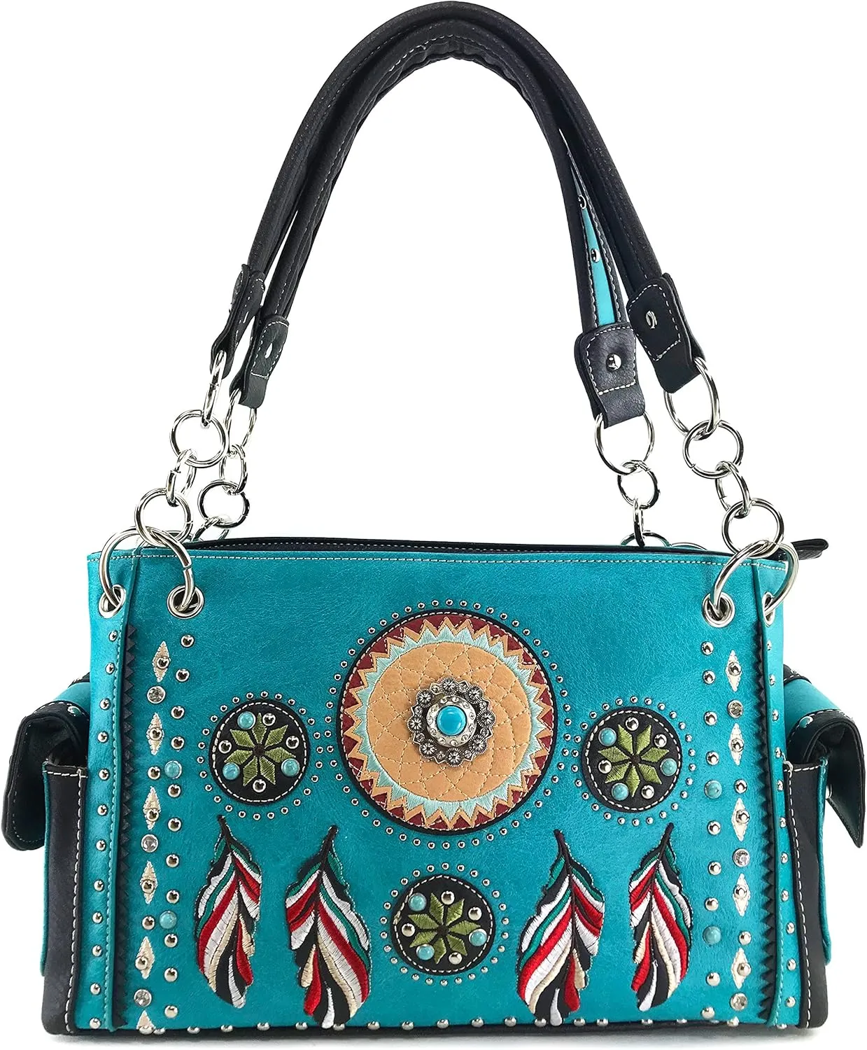 Justin West Tribal Dream Catcher Feather Embroidery CCW Concealed Carry Handbag