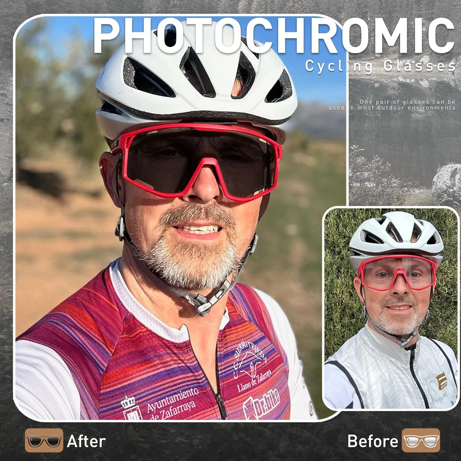 KAPVOE Photochromic Cycling Glasses Men Mountain Bike Sunglasses Women Clear MTB Sports Goggles Bicycle Triathlon K180