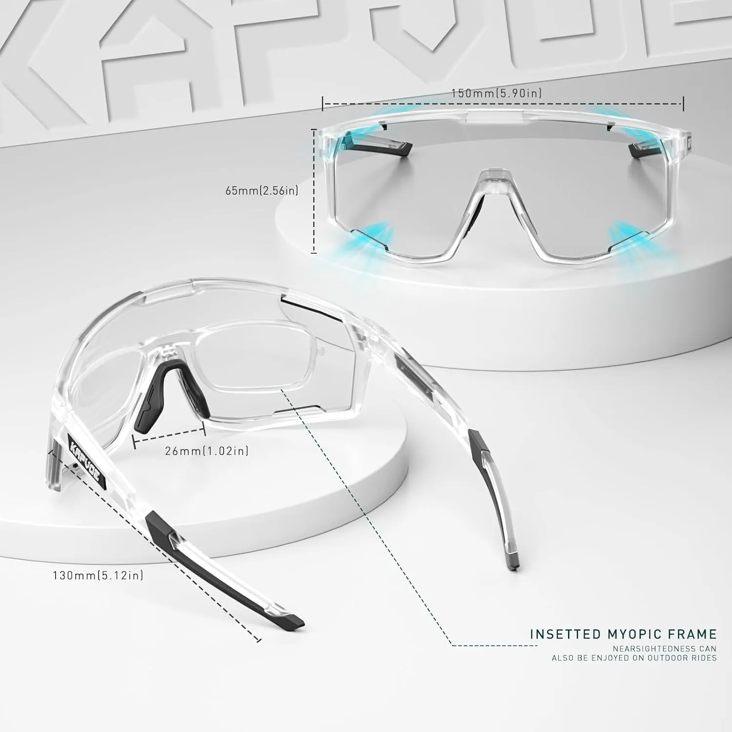 KAPVOE Photochromic Cycling Glasses Men Mountain Bike Sunglasses Women Clear MTB Sports Goggles Bicycle Triathlon K180