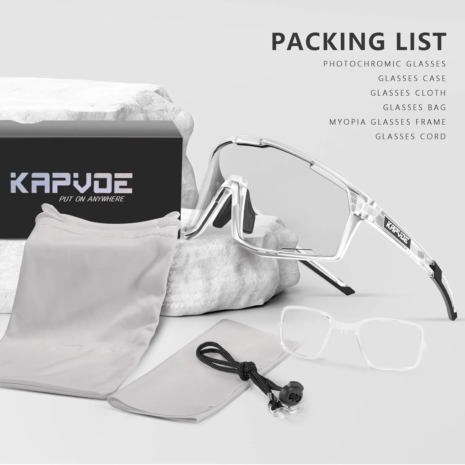 KAPVOE Photochromic Cycling Glasses Men Mountain Bike Sunglasses Women Clear MTB Sports Goggles Bicycle Triathlon K180