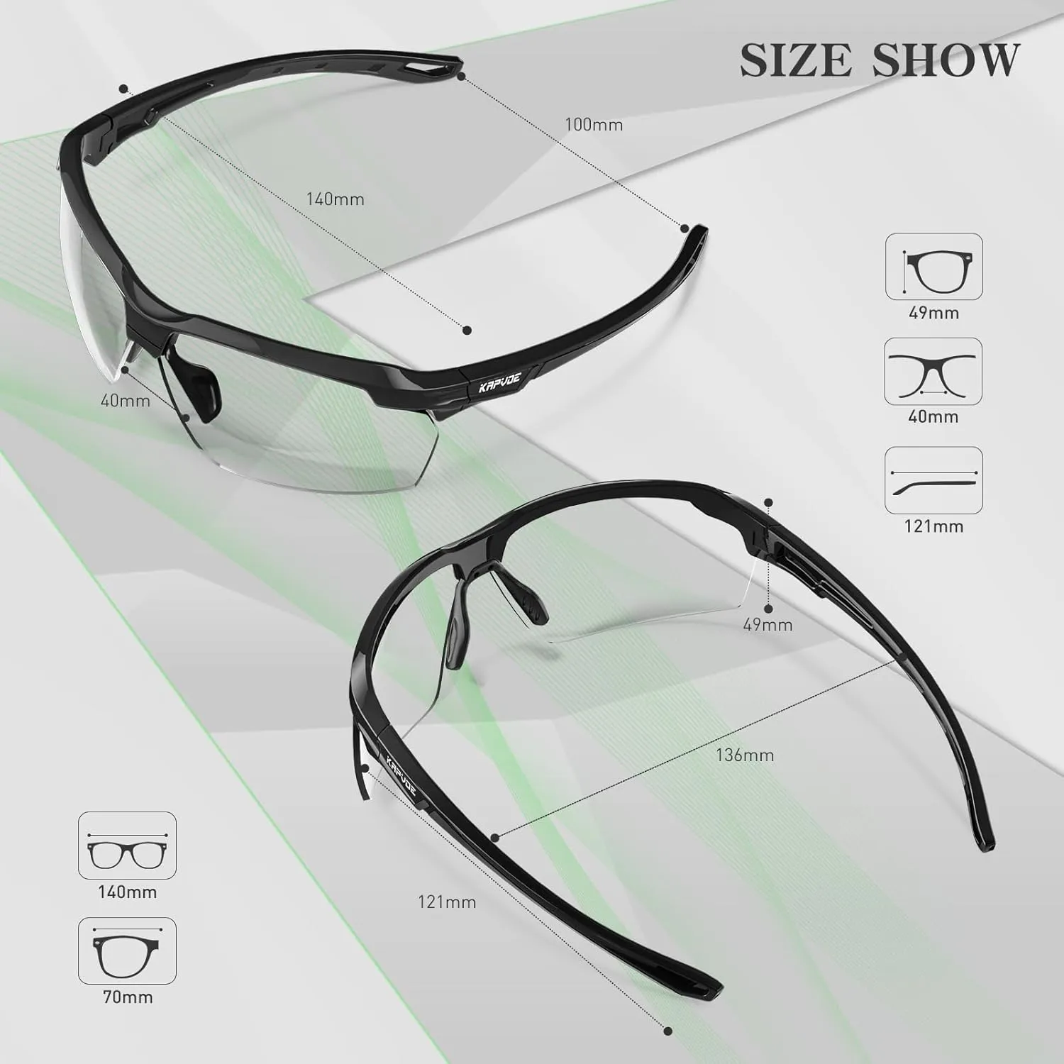 KAPVOE Photochromic Sunglasses for Men Women Sports Sunglasses Cycling Running Baseball Golf 100% UV Protection K87