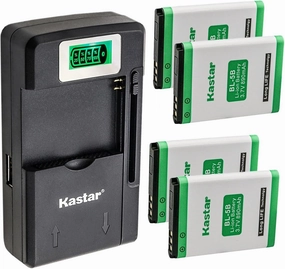 Kastar 4-Pack BL-5B Battery and Smart LCD Charger Replacement for SVP GBLi885-7 NV1, Nok BL-5B, Vertu BL-5V, CS-NK5BXL GPS Navigation, Aligator D100, Mustang M31, Topblue V2.0 blu, Maxcom MM131