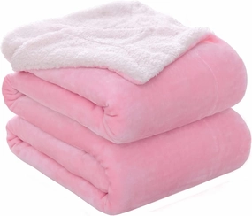KAWAHOME Sherpa Fleece Throw Blanket for Bed - Extra Warm and Heavy Thick Throw Blankets for Winter, Super Soft 500GSM Plush Blanket, 50"X 60" Pink