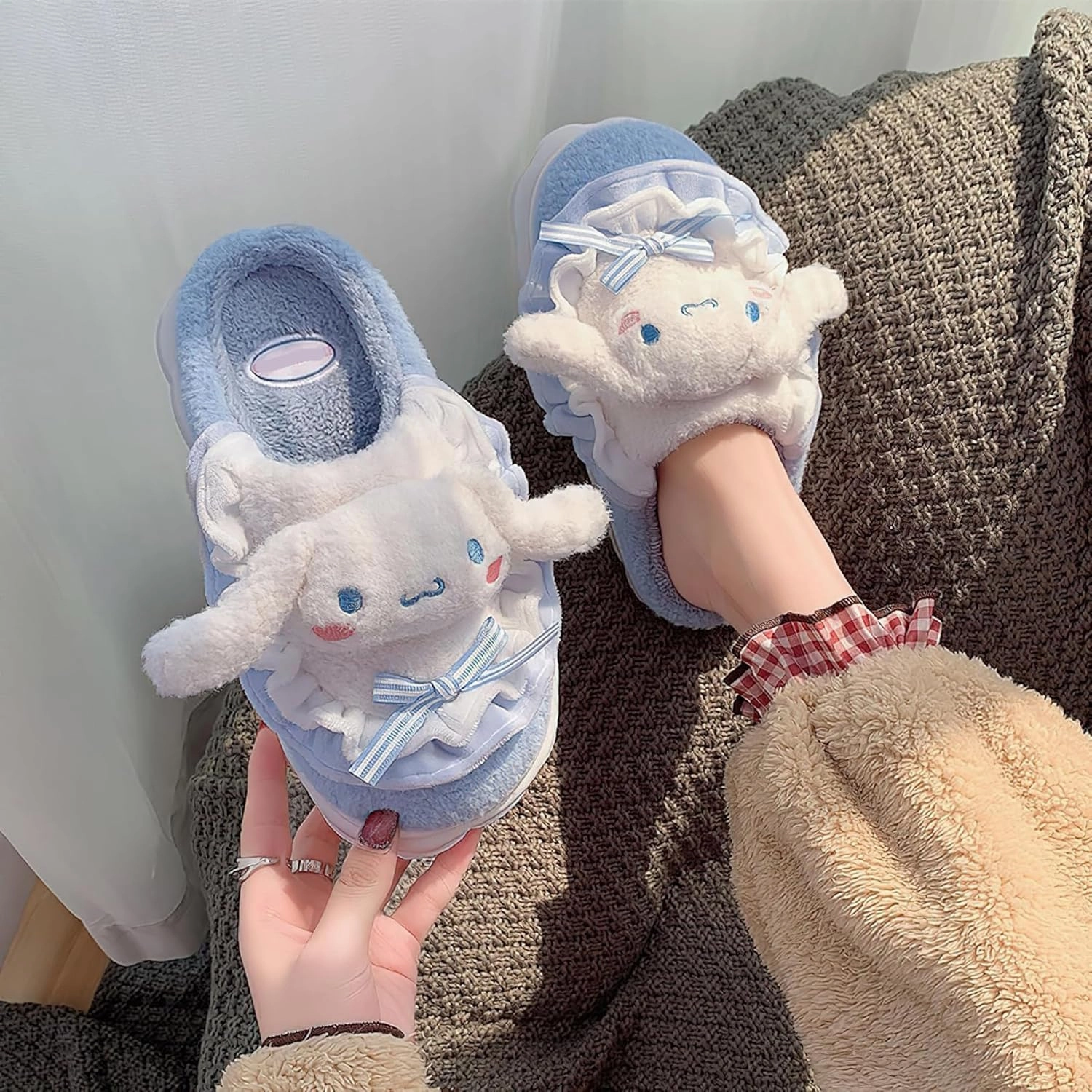 Kawaii Cotton Slippers - Cute Plush Women's Home Shoes