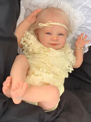KAWAYII -18Inch Reborn Baby Dolls Realistic Cloth Body Girl Newborn Lifelike Baby Doll Blond Hair Dolls Toy Gifts for Kids Age 3 