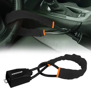 KAYCENTOP Car Steering Wheel Lock, Seat Belt Lock, Anti-Theft Device, Max 17 Inch Length, Small and Light-Weight, Multi-Functional, Fit Most Vehicle, SUV, Golf Cart Security (Black)