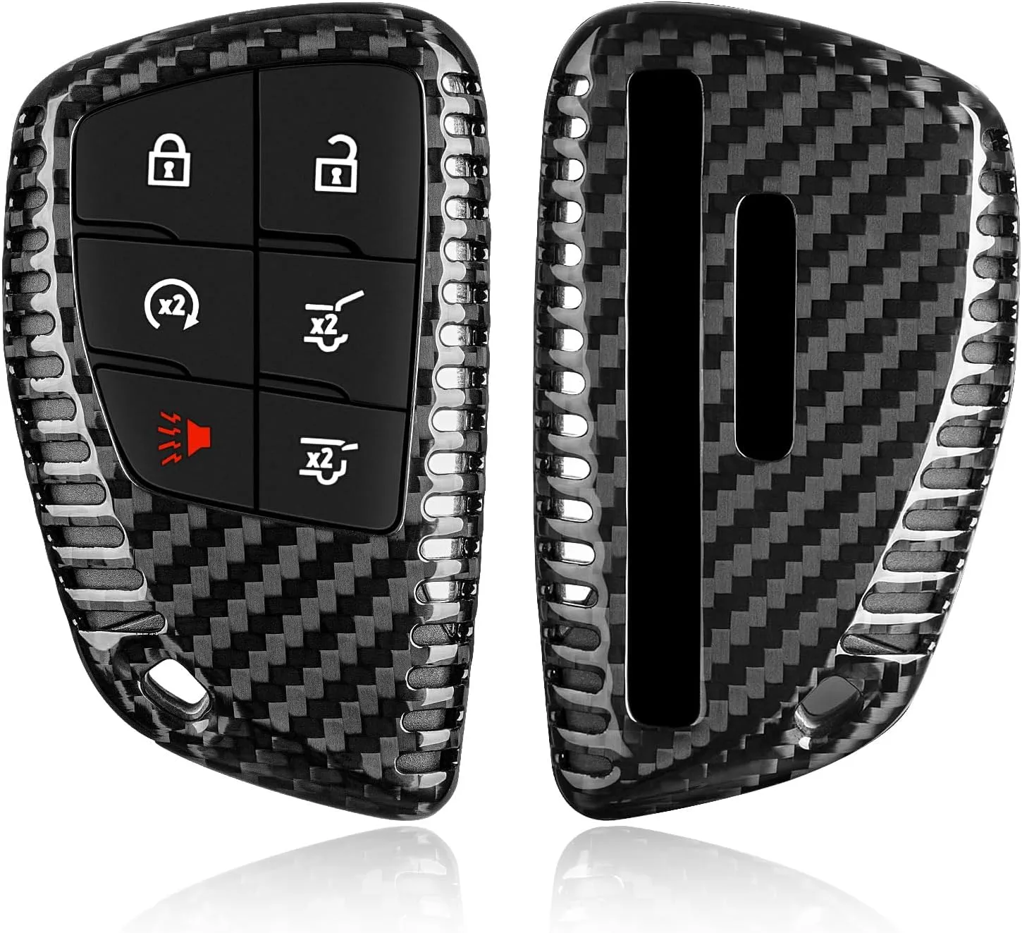 Key Fob Cover Compatible with GMC Hummer with Keychain, Real Carbon Fiber Key Fob Case Protecotr Compatible with Hummer EV Pickup & SUV Smart Key Case 2022-2025(Black)