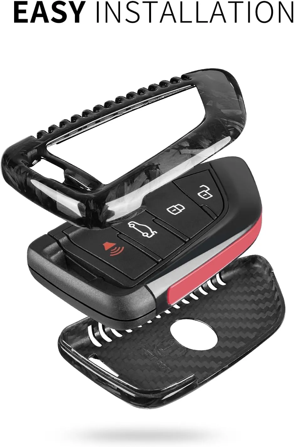 Key Fob Cover Compatible with Toyota Supra GR A90 A91 MK5 2019-2024,Real Carbon Fiber Smart Remote Key Fob Case Compatible with Toyota Supra Accessories, Forged Black