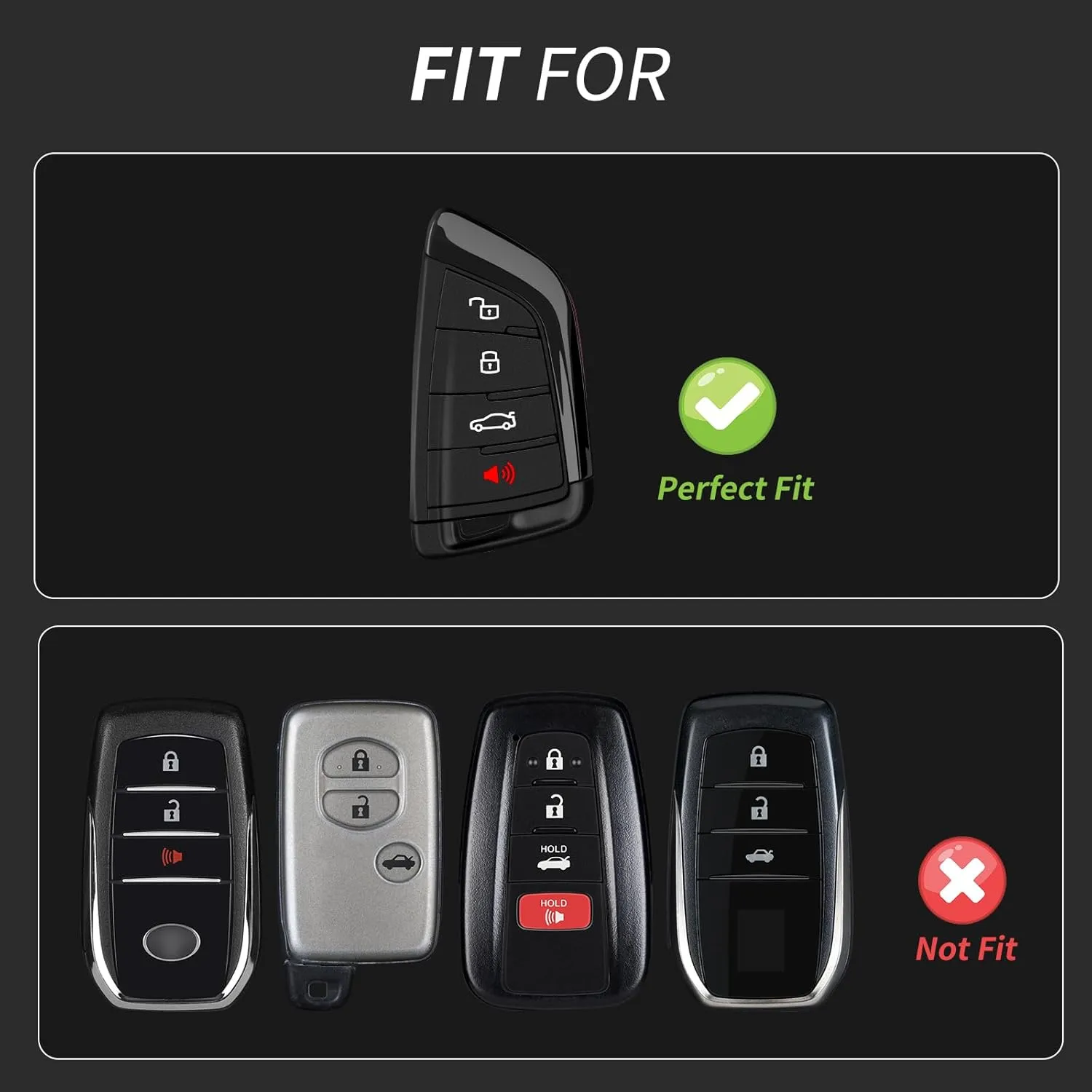 Key Fob Cover Compatible with Toyota Supra GR A90 A91 MK5 2019-2024,Real Carbon Fiber Smart Remote Key Fob Case Compatible with Toyota Supra Accessories, Forged Black