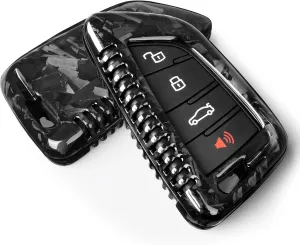 Key Fob Cover Compatible with Toyota Supra GR A90 A91 MK5 2019-2024,Real Carbon Fiber Smart Remote Key Fob Case Compatible with Toyota Supra Accessories, Forged Black