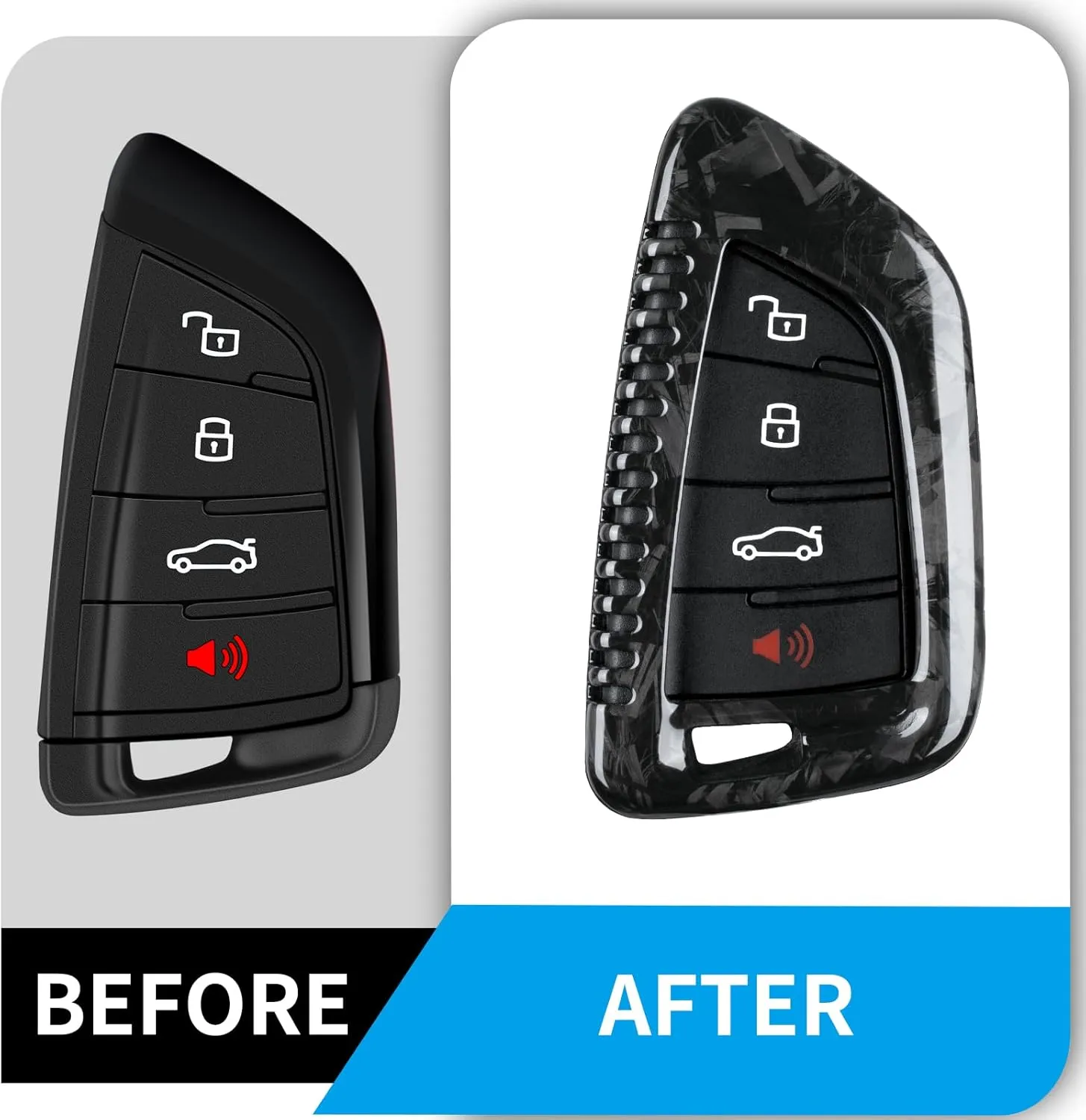 Key Fob Cover Compatible with Toyota Supra GR A90 A91 MK5 2019-2024,Real Carbon Fiber Smart Remote Key Fob Case Compatible with Toyota Supra Accessories, Forged Black