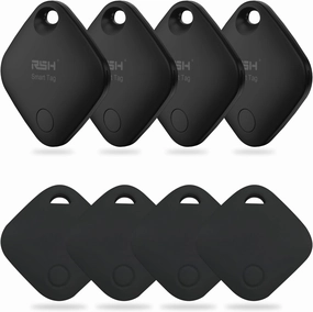 Key Finder 4 Pack Tag with Case Bluetooth Tracker for Luggage Works with Apple Find My Smart Tracker Locator for Suitcase, Bag, Backpack, Wallet, Replaceable Battery Smart tag Item Finder