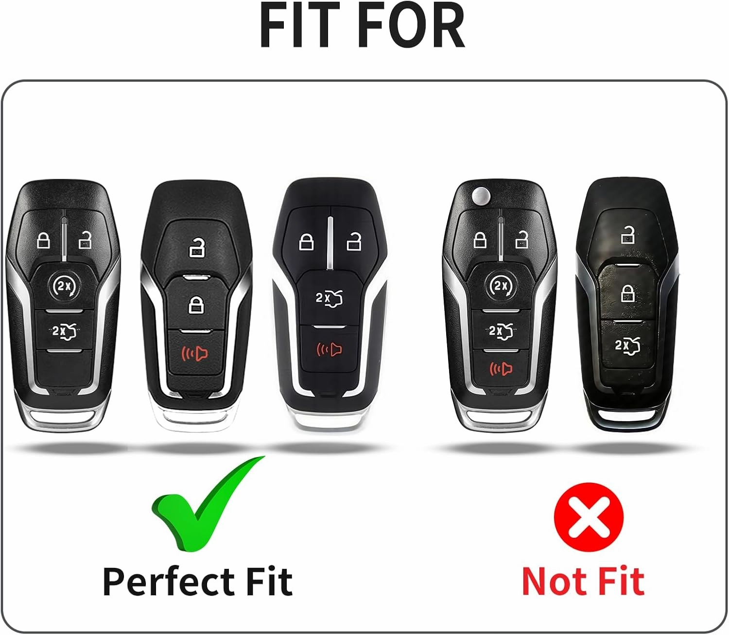 Key Fob Cover Fits Ford F150 Mustang Fusion Edge Explorer F250 2015 2016 2017,Real Glass Fiber Key Fob Case Shell Fits Lincoln MKZ MKC MKX 2013-2017 4/5-Button Smart Keyless Accessories