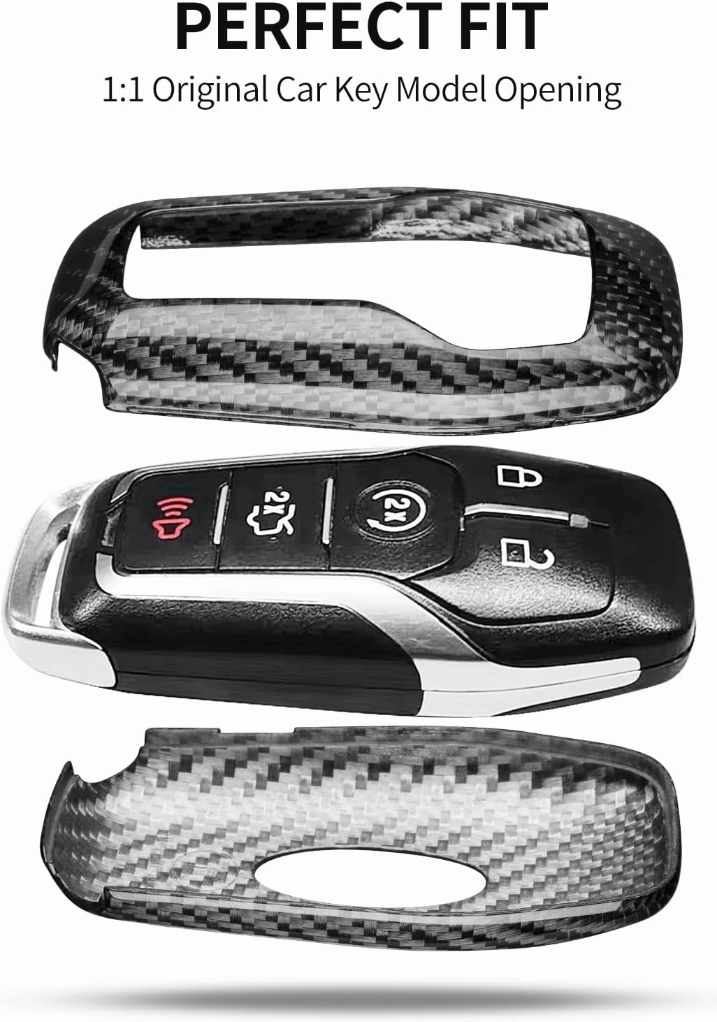 Key Fob Cover Fits Ford F150 Mustang Fusion Edge Explorer F250 2015 2016 2017,Real Glass Fiber Key Fob Case Shell Fits Lincoln MKZ MKC MKX 2013-2017 4/5-Button Smart Keyless Accessories