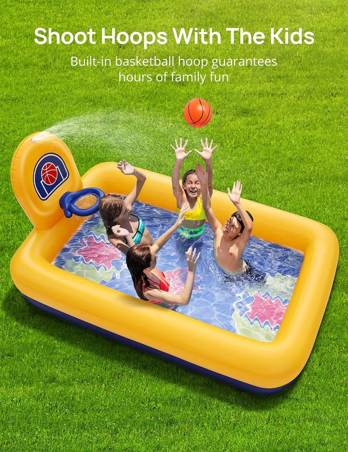 Kiddie Pool, Evajoy Inflatable Kids Pool, Summer Water Party Inflatable Pool for Backyard & Garden 90x55x35 Inch by Infinite Basics