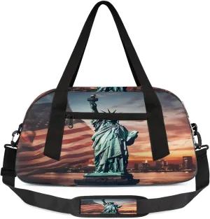 Kids Gym Bag with Adjustable Shoulder Strap, Statue Of Liberty Boys & Girls Travel Sport Duffle Bag School for Overnight Travel Bag
