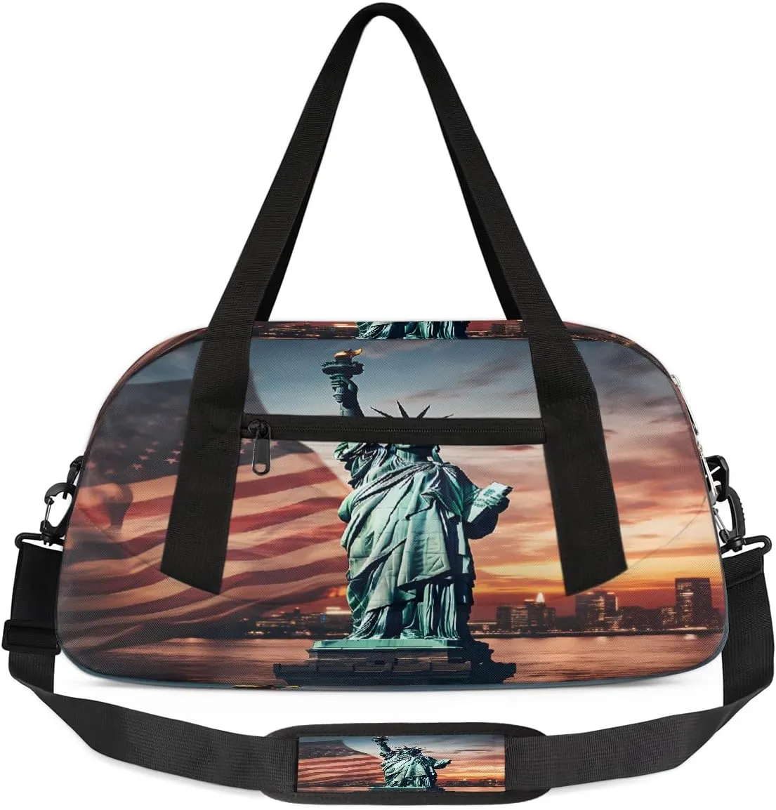 Kids Gym Bag with Adjustable Shoulder Strap, Statue Of Liberty Boys & Girls Travel Sport Duffle Bag School for Overnight Travel Bag