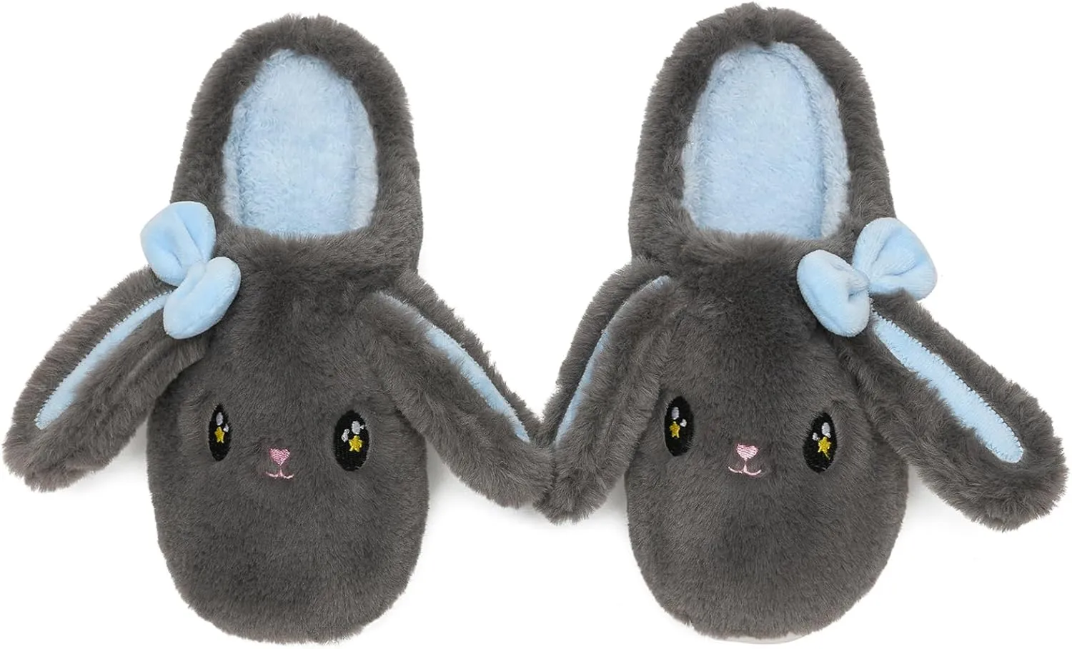 Kids Slippers Boys Girls Bunny Animal Slippers,Cute Bow Plush Funny Cartoon Rabbit Slippers,Comfy Fluffy Fuzzy Pillow Cloud Bedroom House Slippers Little/Big Kids