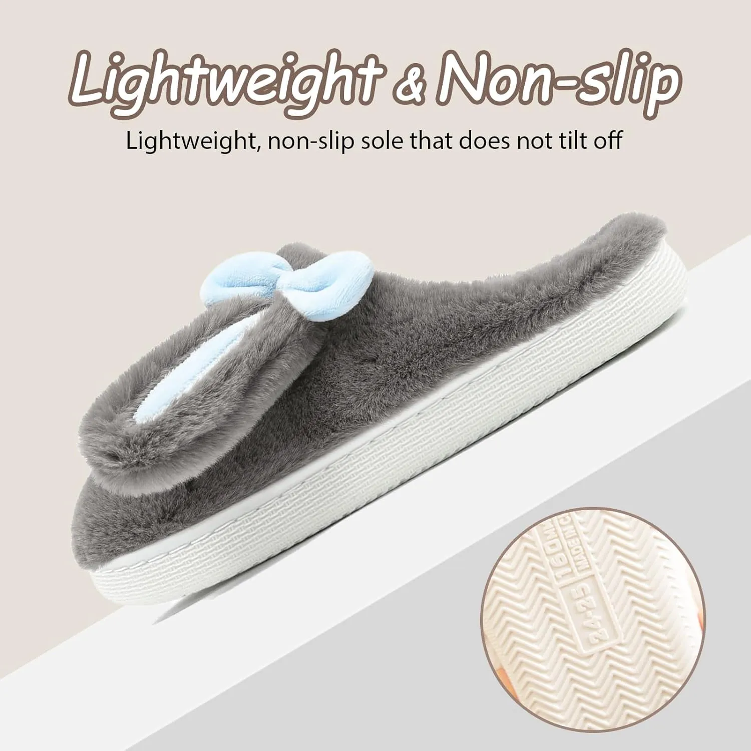 Kids Slippers Boys Girls Bunny Animal Slippers,Cute Bow Plush Funny Cartoon Rabbit Slippers,Comfy Fluffy Fuzzy Pillow Cloud Bedroom House Slippers Little/Big Kids