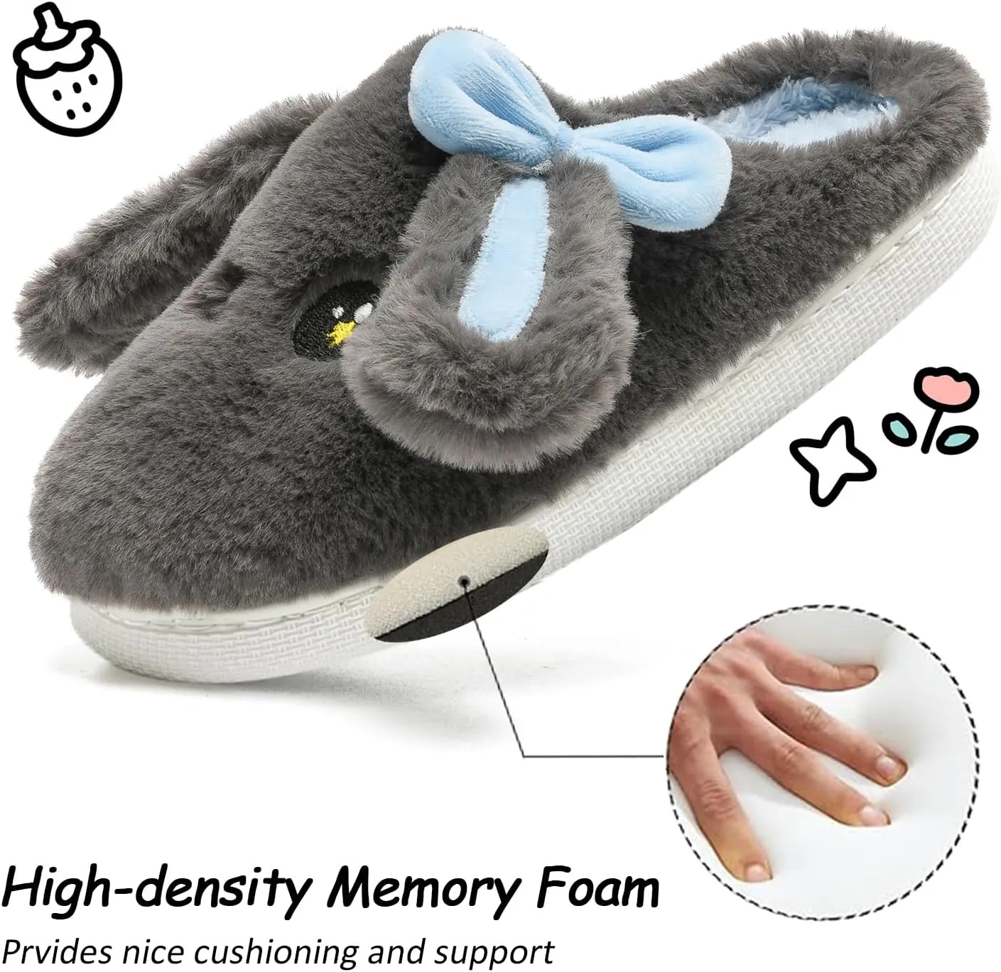 Kids Slippers Boys Girls Bunny Animal Slippers,Cute Bow Plush Funny Cartoon Rabbit Slippers,Comfy Fluffy Fuzzy Pillow Cloud Bedroom House Slippers Little/Big Kids