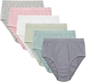 KNITLORD Women's Plus Size Underwear Cotton 6 Pack High Waisted Briefs Panties
