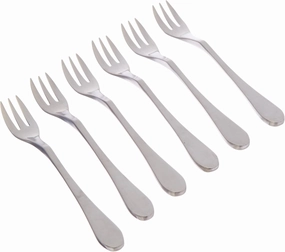 Knork 18/0 Stainless Steel Cocktail Fork (Set of 6), Matte Silver