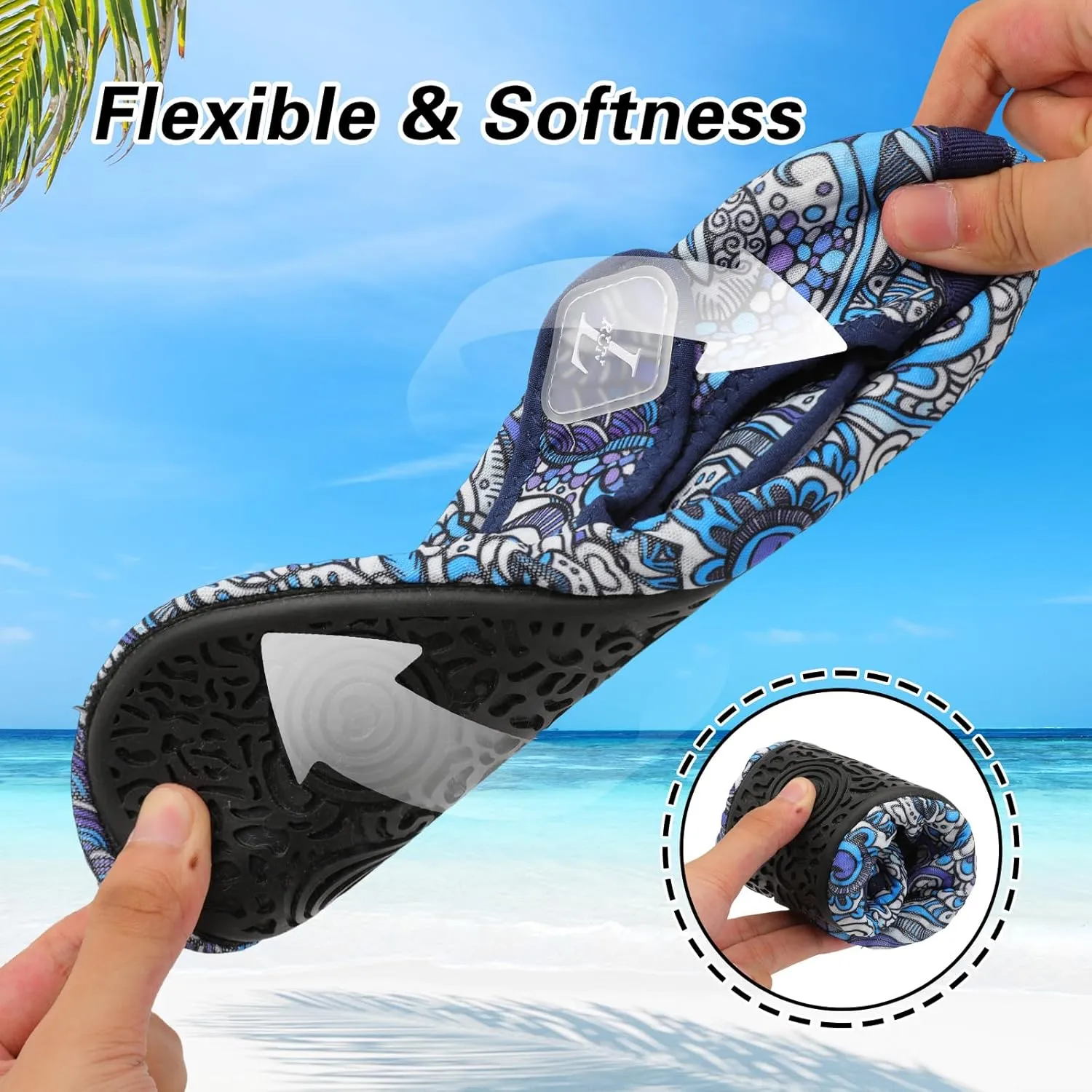L-RUN Womens Mens Water Shoes Wide Toe Barefoot Swim Shoes for Beach Pool Sand Yoga Quick Dry Adluts Aqua Sock Non Slip