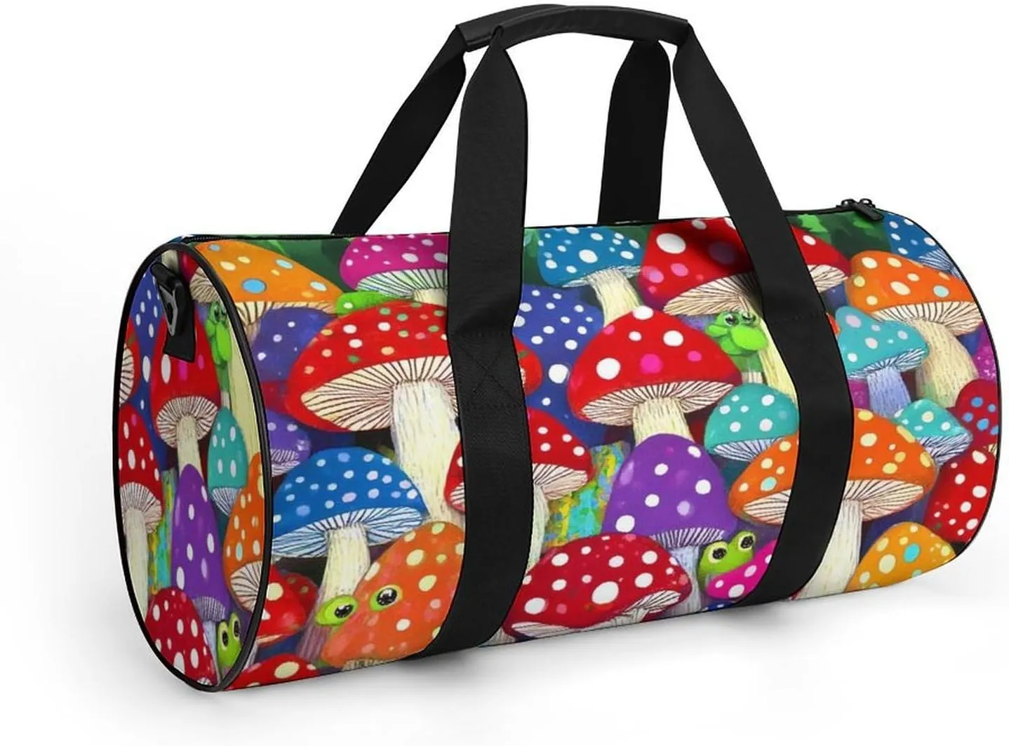 Large Duffel Backpack for Men Women, Waterproof Gym Sports Bag Colorful Mushrooms Art Weekender Overnight Bag for Travel Yoga