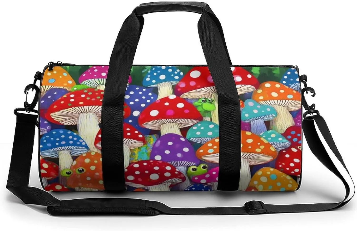 Large Duffel Backpack for Men Women, Waterproof Gym Sports Bag Colorful Mushrooms Art Weekender Overnight Bag for Travel Yoga