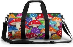 Large Duffel Backpack for Men Women, Waterproof Gym Sports Bag Colorful Mushrooms Art Weekender Overnight Bag for Travel Yoga