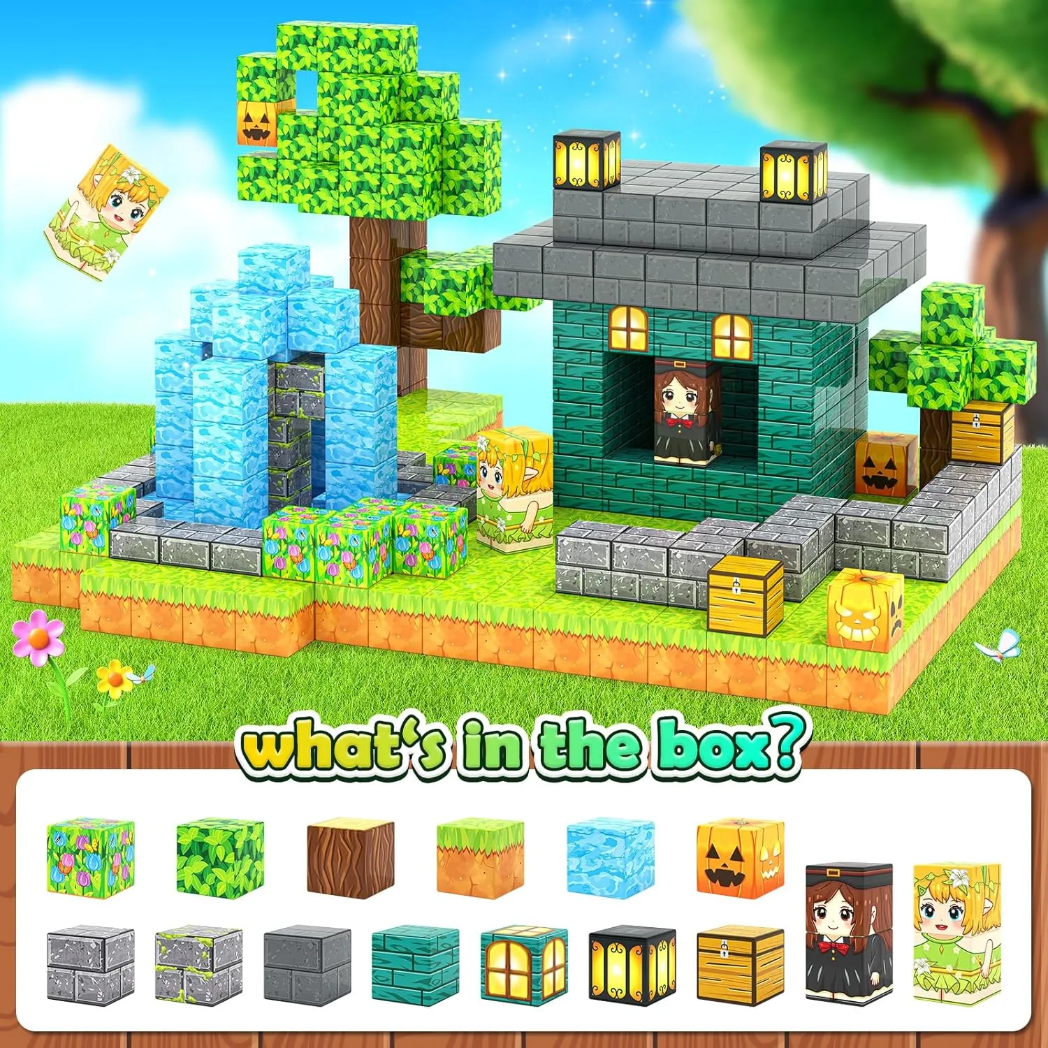 Large Magnetic Blocks Kids Building Toys Mine Magworld Magic Enchanted Building Craft 1'' Cubes, Construction Sensory Toys for 3  Year Old Boys Girls, Game Gifts for Kids Ages 4-6, 5-7, 4-8, 8-12