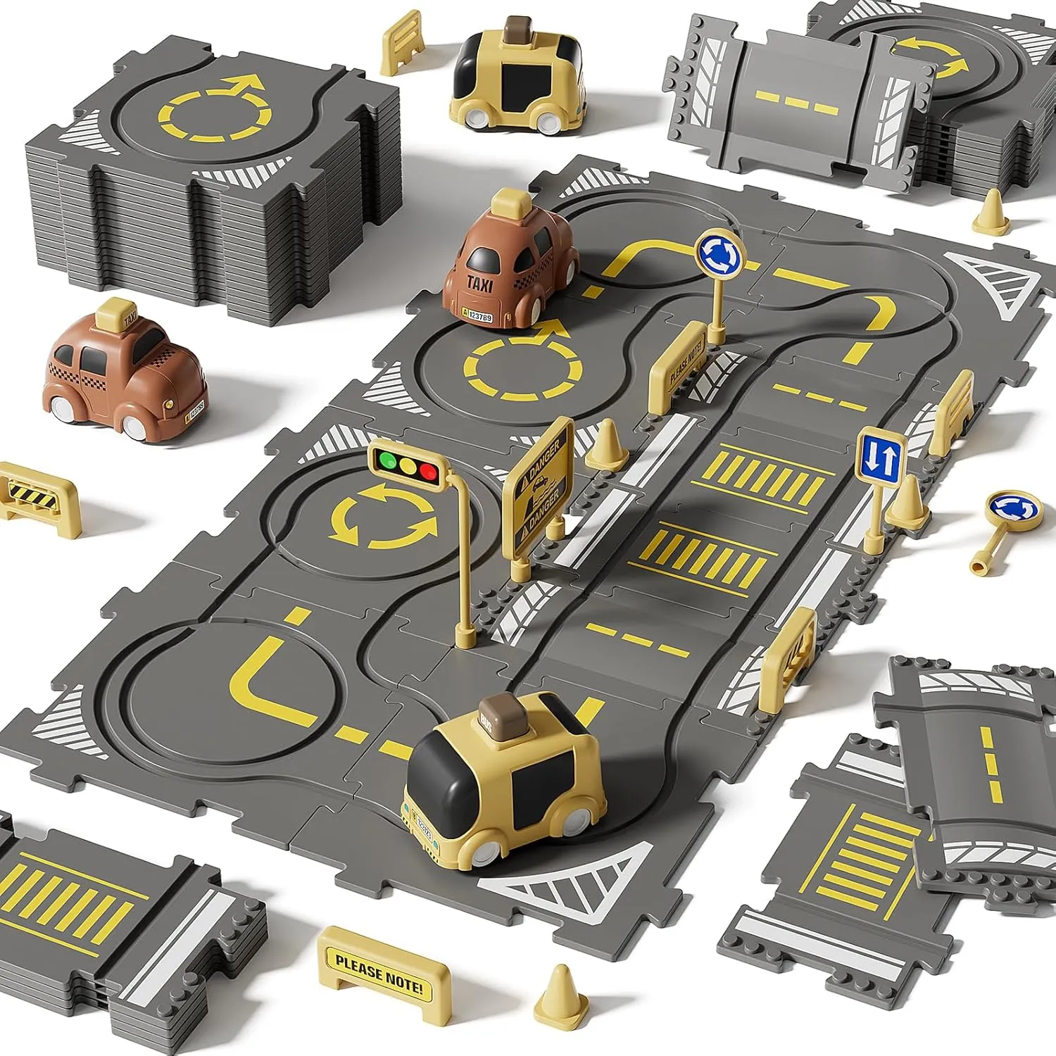 Large Puzzle Race Car Track Set for Toddlers Kids, Puzzle Tracks Car Play Set, Race Tracks Toys for Toddler Boys 3 4 5 6 Year Old Car Track Toys Birthday Gifts for Boys Age 3-5 4-6