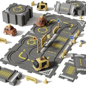 Large Puzzle Race Car Track Set for Toddlers Kids, Puzzle Tracks Car Play Set, Race Tracks Toys for Toddler Boys 3 4 5 6 Year Old Car Track Toys Birthday Gifts for Boys Age 3-5 4-6