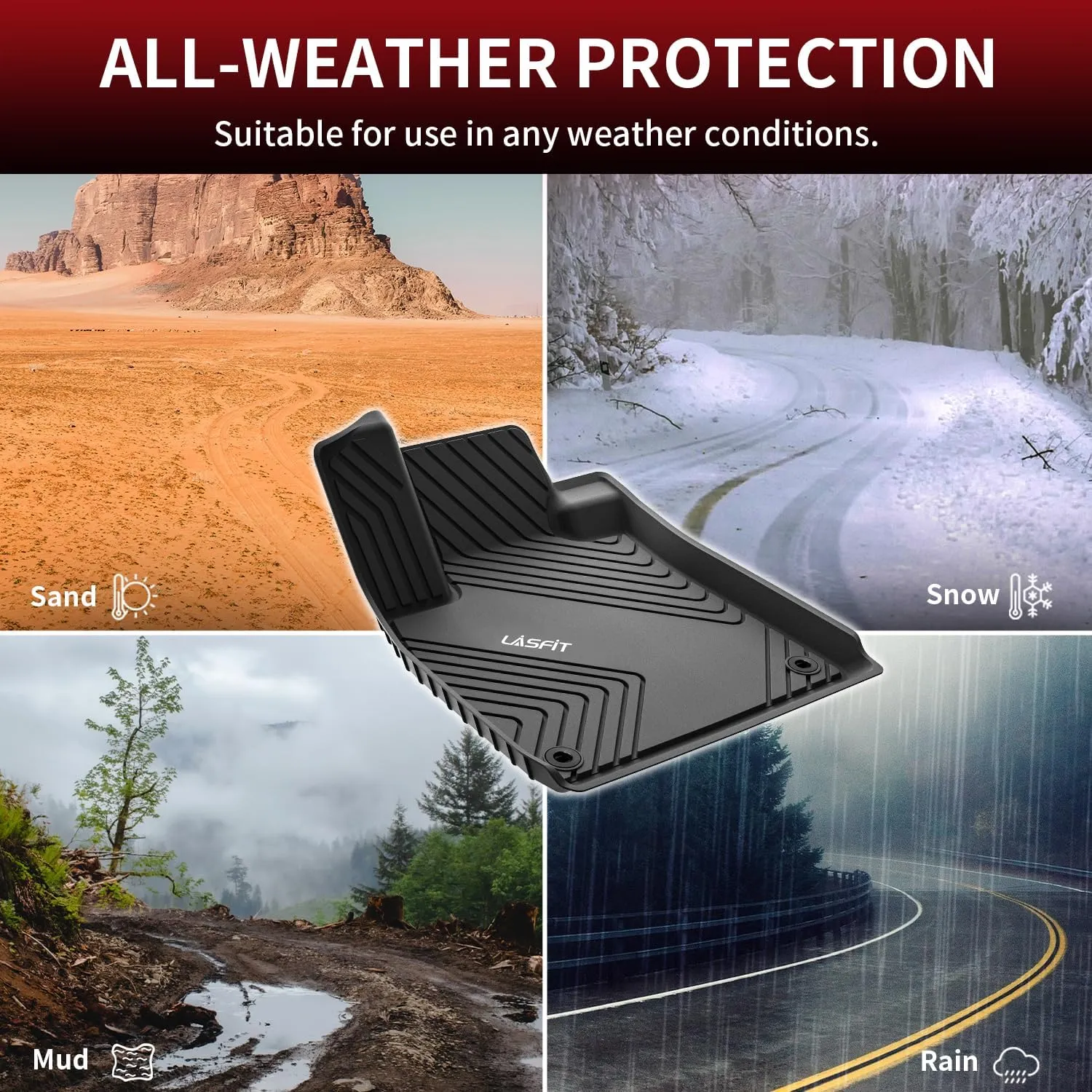 LASFIT Floor Mats for Honda Accord Sedan 2023-2025 (Include Hybrid Models), All Weather TPE Car Liners,1st and 2nd Row, Black