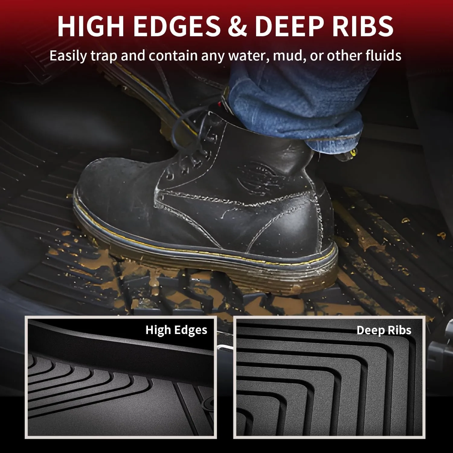 LASFIT Floor Mats for Honda Accord Sedan 2023-2025 (Include Hybrid Models), All Weather TPE Car Liners,1st and 2nd Row, Black