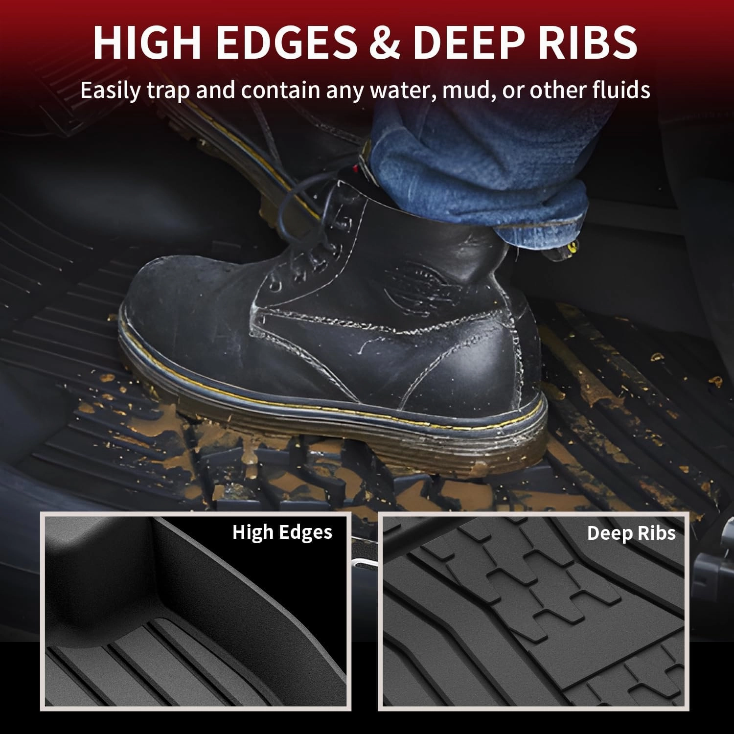 LASFIT Floor Mats Fit for Lincoln Nautilus 2019-2023/ for Lincoln MKX 2018 2017 2016 All Weather Floor Mats Custom Fit Floor Liner TPE Car Mats,1st and 2nd Row,Black