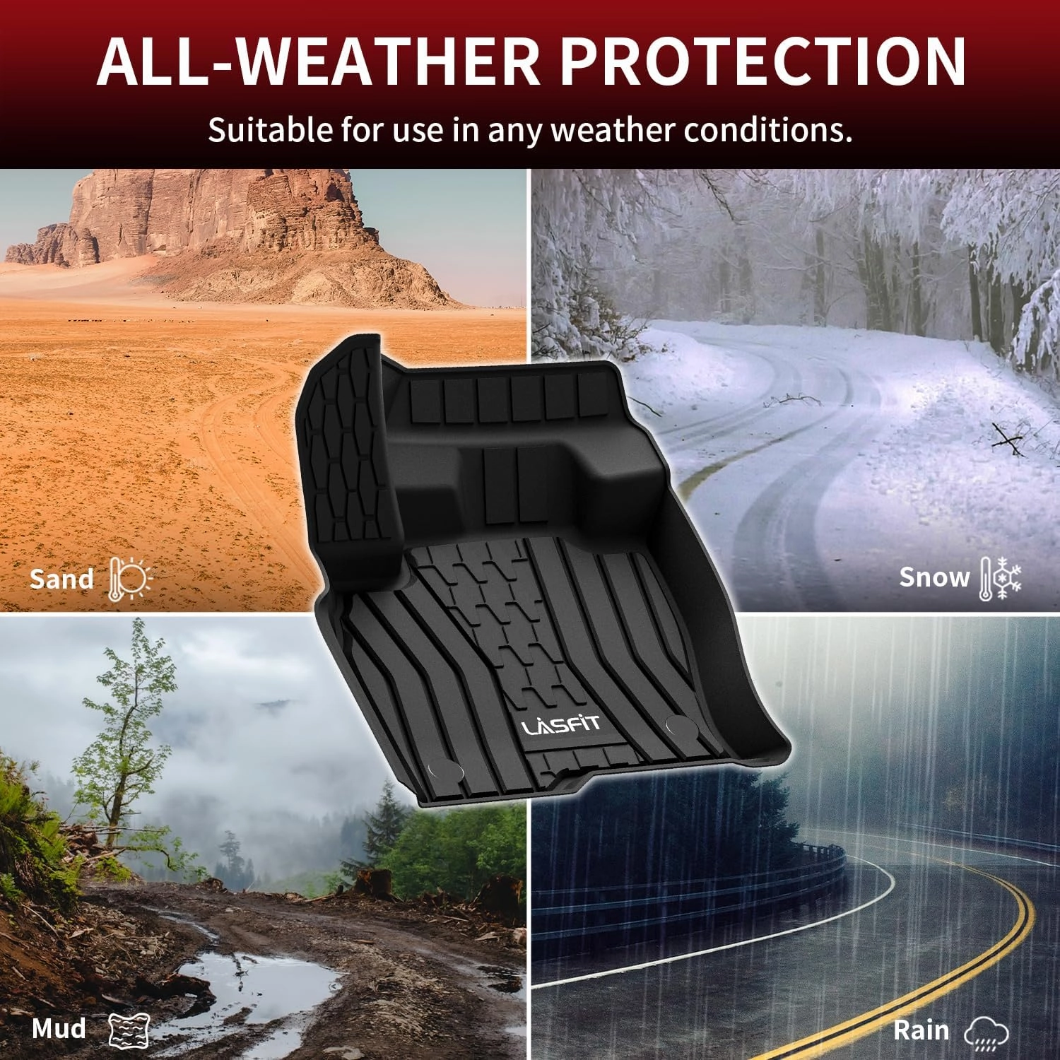 LASFIT Floor Mats Fit for Lincoln Nautilus 2019-2023/ for Lincoln MKX 2018 2017 2016 All Weather Floor Mats Custom Fit Floor Liner TPE Car Mats,1st and 2nd Row,Black