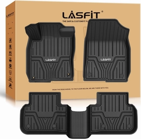 LASFIT Floor Mats for Honda Civic 2022-2025 (Fits Rear Seats with or Without USB Ports) | for Acura Integra 2023-2025, All Weather Car Floor Liners, 1st & 2nd Row, Black